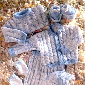 Baby Boy Layette Knitting Pattern pdf DK 16-18-20-22&quot;