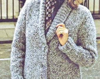 Knitting Pattern PDF Womens Chunky Long Cardigan Coat Larger sizes  38-50