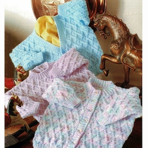 Baby Cardigans and Jumper DK or 4 ply Knitting Pattern pdf 16-22&quot;