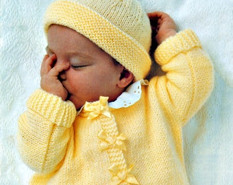 Baby Cardigans, Sweater, Bolero, Beanie Hat DK  Knitting Pattern pdf 18-22"