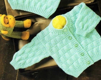 Baby Knitting Pattern DK Cardigan and Jumper  pdf 12-22"