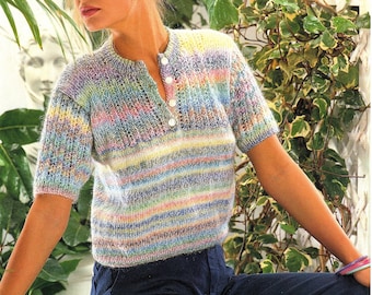 Knitting Pattern PDF Womens Short Sleeved Summer Top  32 - 40