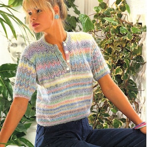 Knitting Pattern PDF Womens Short Sleeved Summer Top  32 - 40