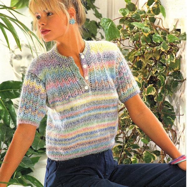 Knitting Pattern PDF Womens Short Sleeved Summer Top  32 - 40