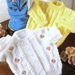 Baby Knitting Pattern DK Cable Cardigan Sweater pdf
