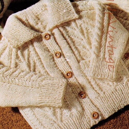 Knitting Pattern Baby Aran Cardigan Childrens Jacket Cable 08 Etsy