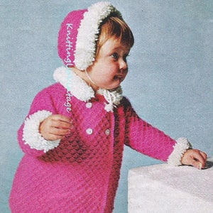 Baby Knitting Pattern pdf Vintage Coat and Bonnet in Double Knit  chest