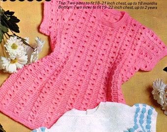 Baby Knitting Pattern pdf 3 ply and 4 ply Dresses 18-22"