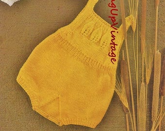 Baby Knitting Pattern DK pdf 18-21" Baby Romper and Jumper with leaf design