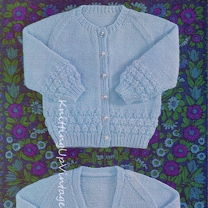 Baby Knitting Pattern pdf V neck and round neck Cardigans DK
