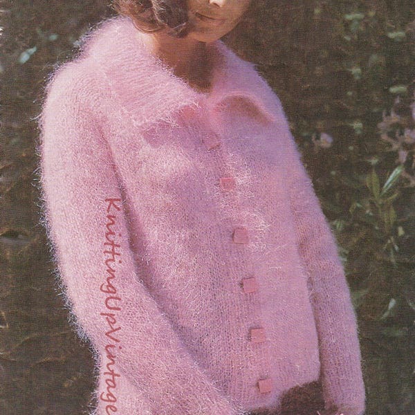 Knitting Pattern PDF Womens Mohair Cardigan and Hat  30 - 46