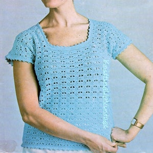 Crochet Pattern PDF Womens Ladies Short Sleeved Summer Top Double Knit Larger sizes