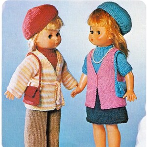 18&quot; Dolls Clothes Knitting Pattern Top, Skirt, Jacket, Trousers, Bag, Beret Double Knit pdf