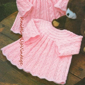 Baby Knitting Pattern pdf Dress and Matinee Coat 16 18 20"  Double Knit or 4 ply