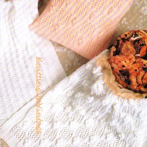 Baby Knitting Pattern pdf 2 Pram Covers Blankets and Cushion Pillow Cover Double Knit