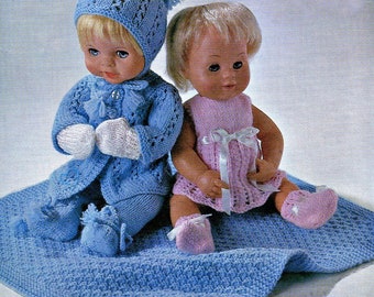 Baby Dolls Clothes 4 ply Knitting Pattern pdf Layette & Blanket