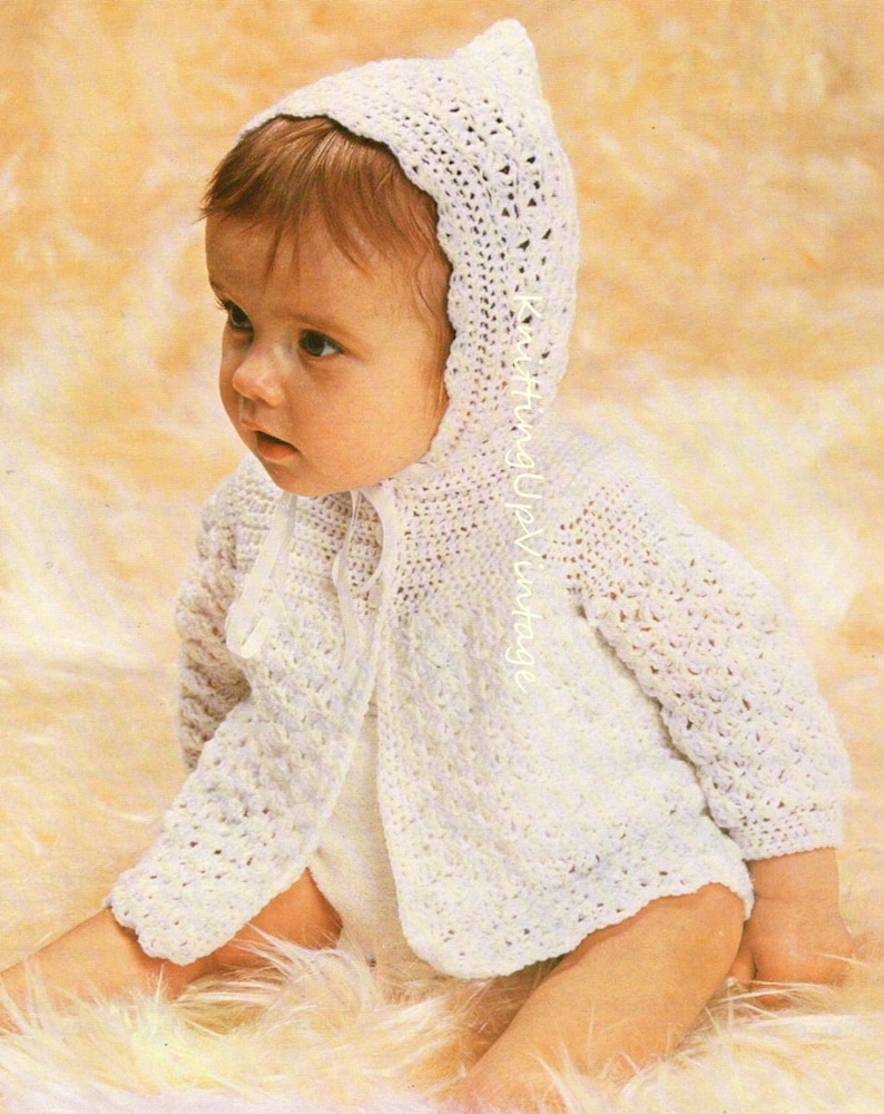 Baby Crochet Pattern Pdf Matinee Coat With Hood 3 Ply Etsy