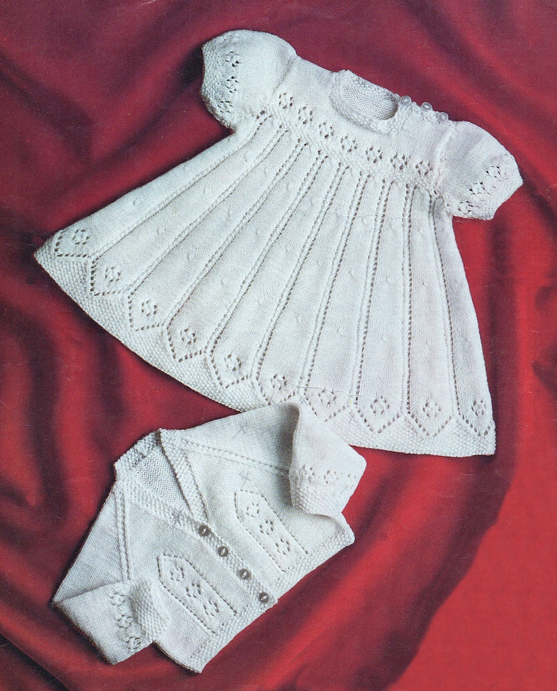 Baby Knitting Pattern 3 Ply DRESS & CARDIGAN 18 Pdf Etsy Australia
