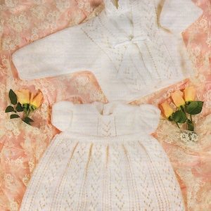 Premature Baby Knitting or Doll PDF Knitting Pattern Double Knit Dress & Jacket