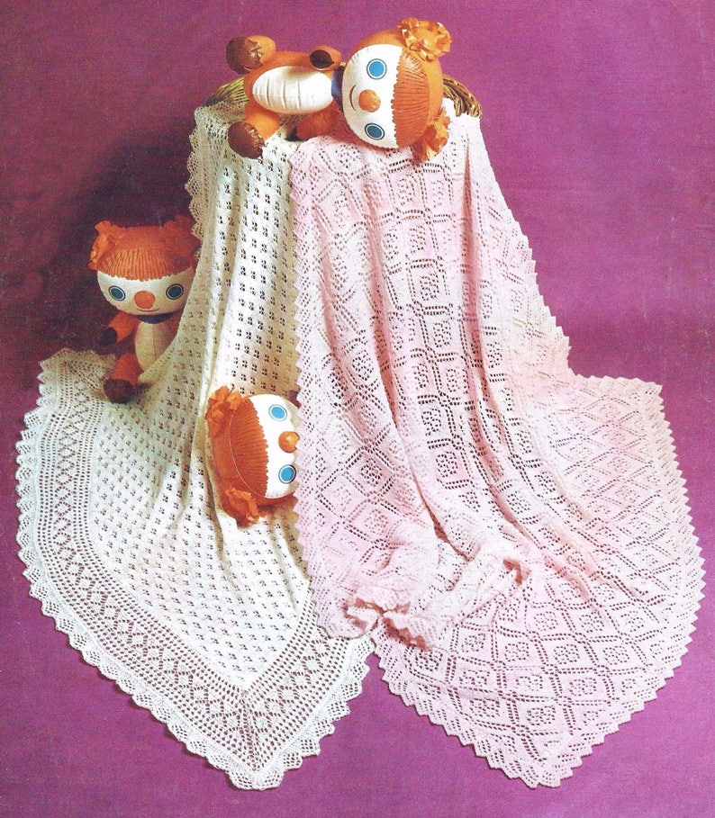 Baby Knitting Pattern pdf 2 ply & 3 ply Vintage Lacy Shawls Etsy