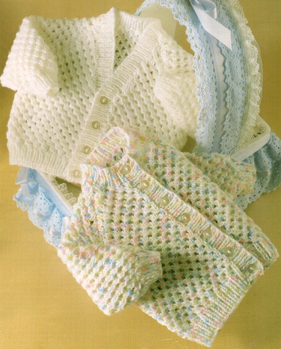 Baby Knitting Pattern Pdf Double Knit Lacy Cardigans Etsy Australia