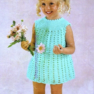 Vintage Crochet Pattern pdf Girls Summer Dress in 6 sizes  22&quot;-32&quot;