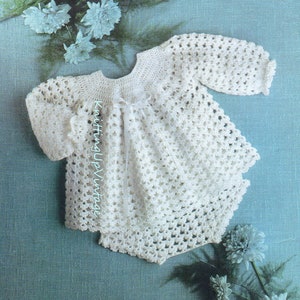 Baby Crochet Pattern pdf Lacy Angel Top/Dress and Pants 4 ply 18-24&quot;