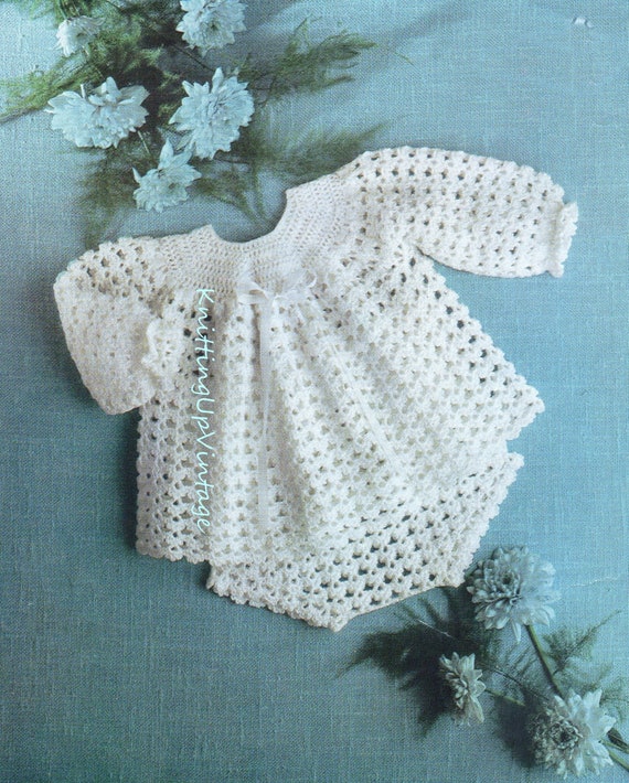 Baby Crochet Pattern pdf Lacy Angel Top Dress and Pants 4 ply 18 24