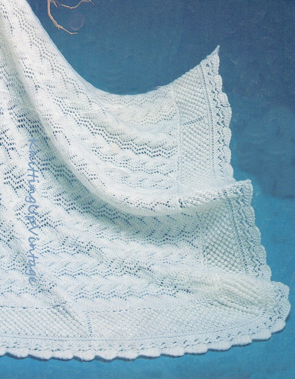 Baby Knitting Pattern Pdf Vintage Lace Border Shawl 44 Etsy UK
