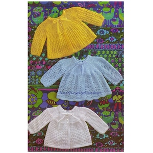 Baby Knitting Pattern pdf 3 Vintage Lacy Matinee Coats DK and QK