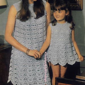 UK Womens Crochet Dress Pattern PDF Ladies and Girls sizes Double Knit