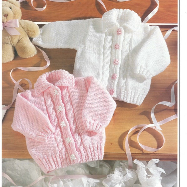 Baby Aran Cardigans Knitting Pattern pdf 16-26"