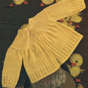 Baby Knitting Pattern  Matinee Coat DK  pdf