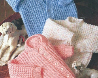 Baby Knitting Pattern Cardigans & Sweater 16-18-20-22" pdf