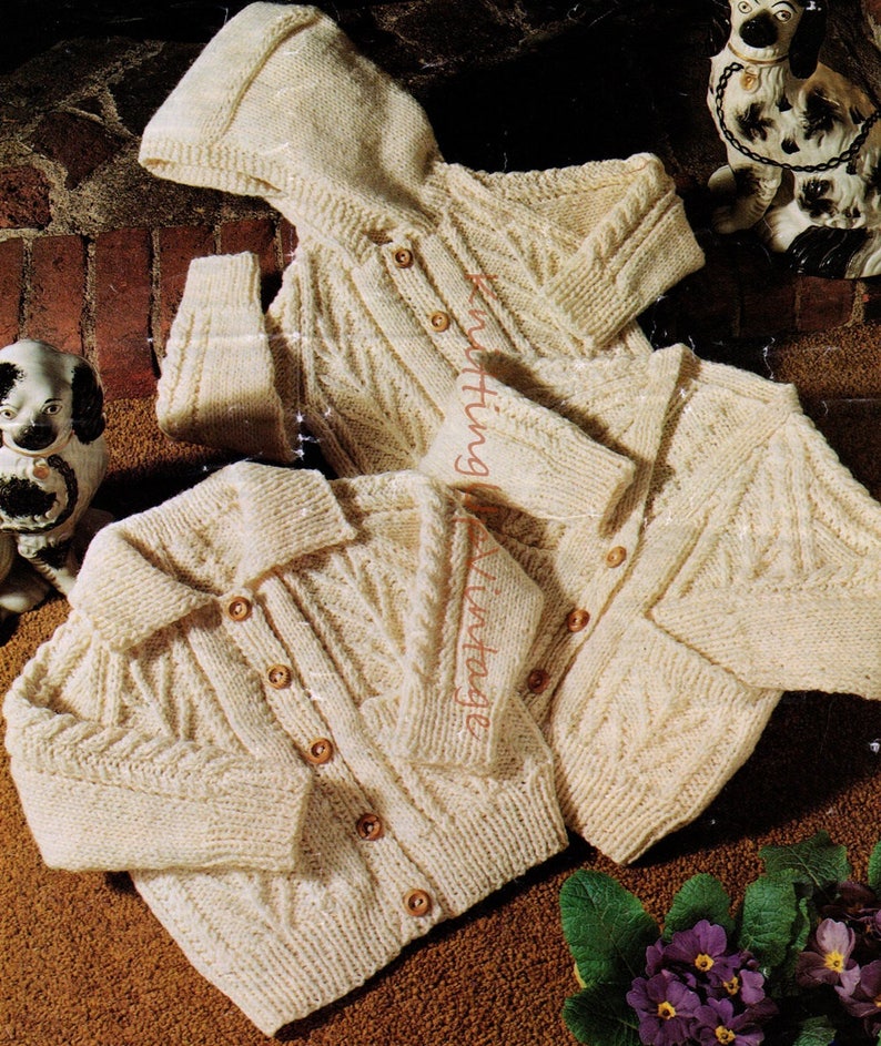 Aran Knitting Pattern Pdf Baby & Childs Cable Jacket With Etsy UK
