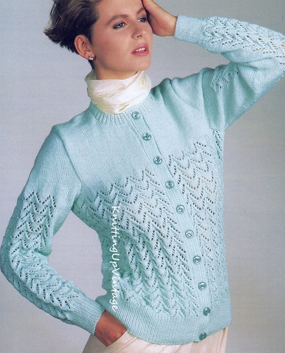 Knitting Pattern PDF Womens Lacy Knit Summer Cardigan 30 42 Etsy