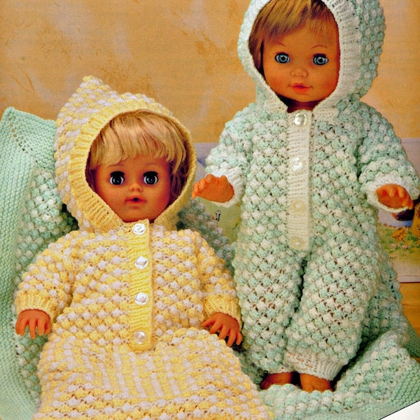 Baby Dolls Clothes DK Knitting Pattern pdf Sleeping Bag and All in One