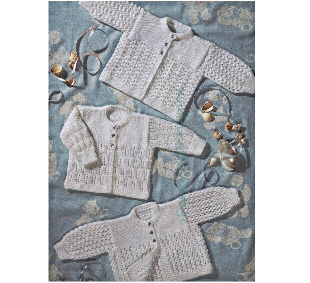 Premature Baby Knitting Pattern Pdf 3 Matinee Coats DK or 4 Ply 1220