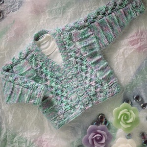 Baby Knitting Pattern pdf Cable Cardigan DK  18&quot; 20&quot; 22&quot;&quot;