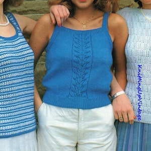 Knitting Pattern PDF Womens Summer Tops  32 - 42  Double Knit