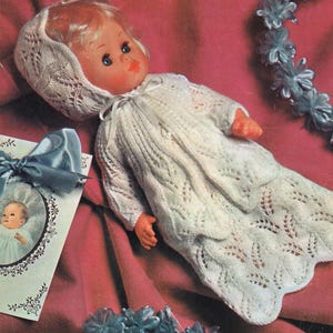 3 ply 14&quot; Baby Dolls Clothes Knitting Pattern Tiny Tears Long and Short Dress, Bonnet, Coat  pdf
