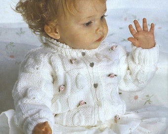 Baby Knitting Pattern LEAF DESIGN CARDIGAN  pdf