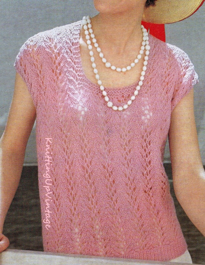 Knitting Pattern PDF Womens Lacy Summer Top 34 40 4 ply Etsy