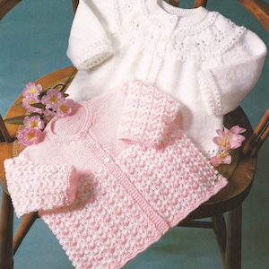 Baby Knitting Pattern pdf  2 Matinee Coats Plain and Fancy