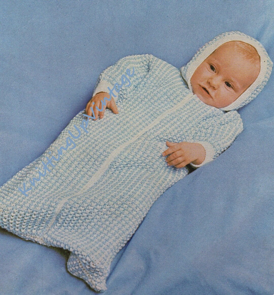 Baby Knitting Pattern Pdf Sleeping Bag With Hood 18 and 20 Chest - Etsy