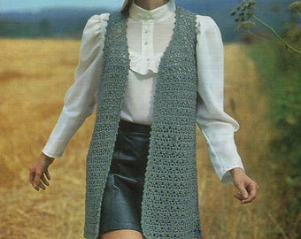UK Crochet Pattern PDF Womens Cover Up, Waistcoat, Vest