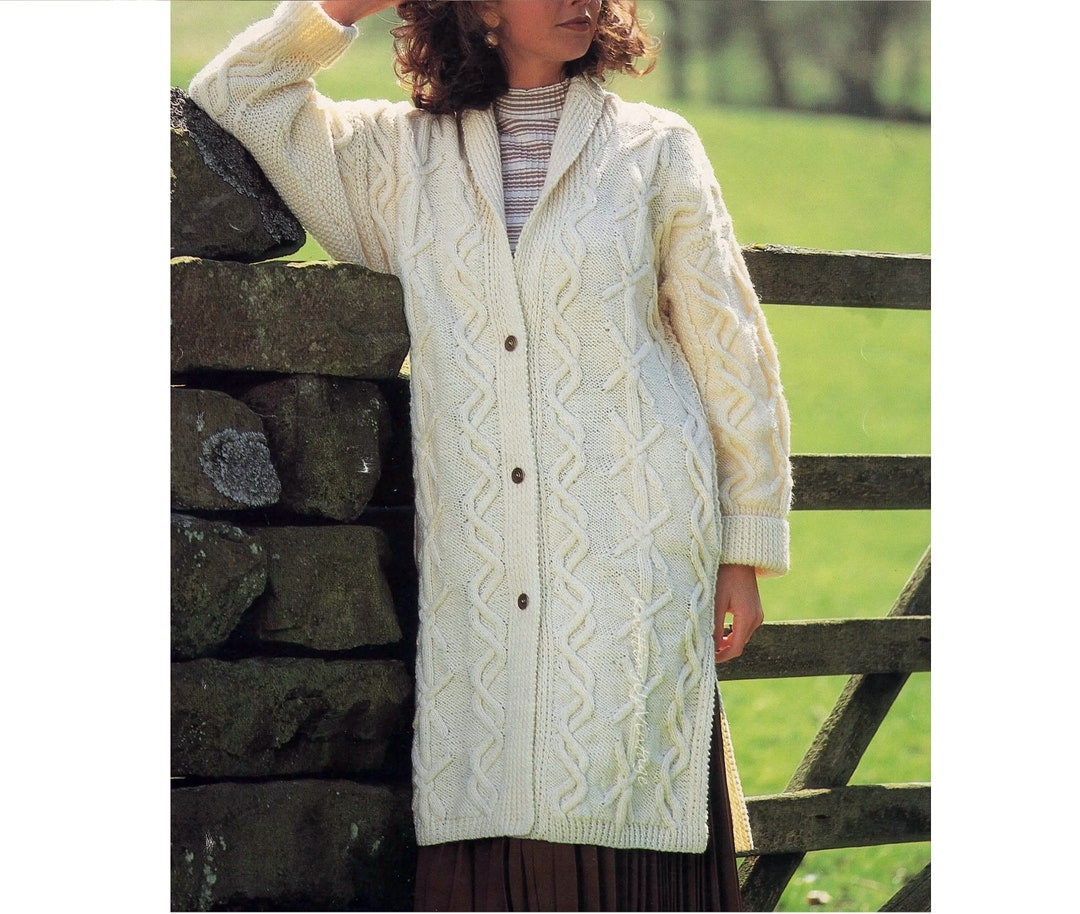 Knitting Pattern PDF Ladies Aran Coat 3246 Etsy