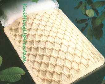 Baby Knitting Pattern pdf Vintage Pram Cover Blanket Aran