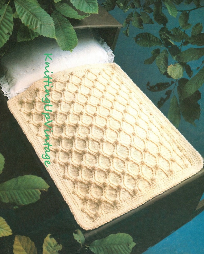 Baby Knitting Pattern Pdf Vintage Pram Cover Blanket Aran Etsy UK