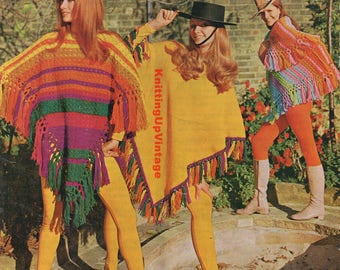 Crochet Pattern PDF Womens Poncho, Shawl and Knitted Poncho